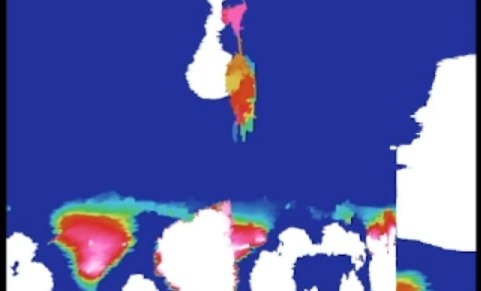 Real-time stereo depth map of the branch and workspace