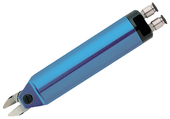 VESSEL double-action pneumatic air nipper: blue anodised body with twin air lines